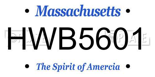 HWB5601 Massachusetts License Plate