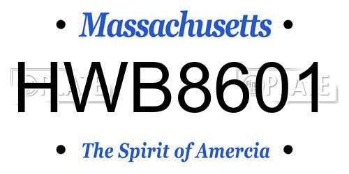 HWB8601 Massachusetts License Plate