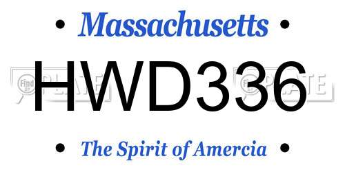 HWD336 Massachusetts License Plate