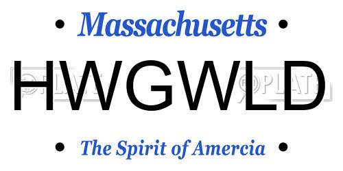 HWGWLD Massachusetts License Plate