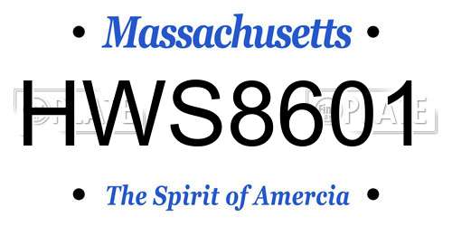 HWS8601 Massachusetts License Plate