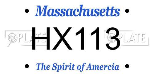 HX113 Massachusetts License Plate