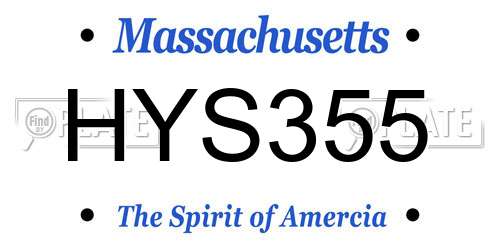HYS355 Massachusetts License Plate