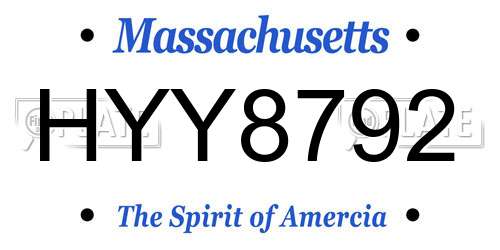 HYY8792 Massachusetts License Plate