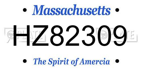 HZ82309 Massachusetts License Plate