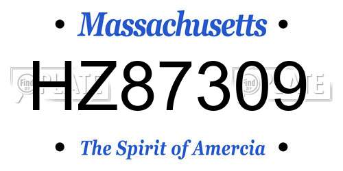 HZ87309 Massachusetts License Plate
