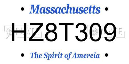 HZ8T309 Massachusetts License Plate