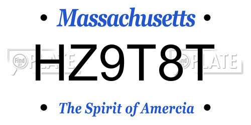 HZ9T8T Massachusetts License Plate