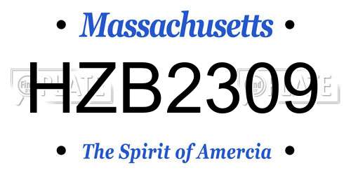 HZB2309 Massachusetts License Plate