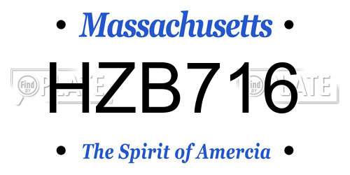 HZB716 Massachusetts License Plate