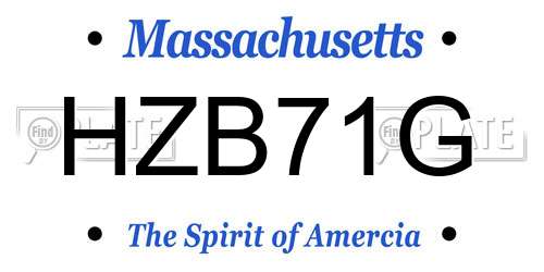 HZB71G Massachusetts License Plate