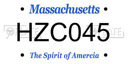 HZC045 Massachusetts License Plate