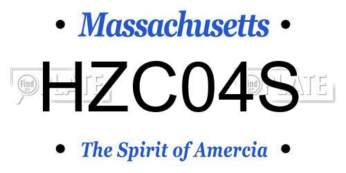 HZC04S Massachusetts License Plate