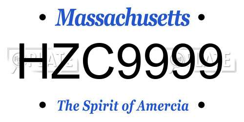 HZC9999 Massachusetts License Plate