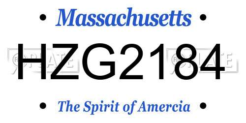 HZG2184 Massachusetts License Plate