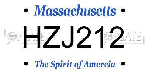 HZJ212 Massachusetts License Plate