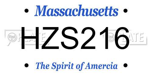 HZS216 Massachusetts License Plate