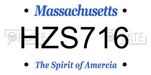 HZS716 Massachusetts License Plate
