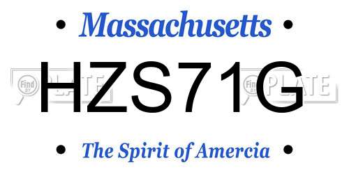 HZS71G Massachusetts License Plate