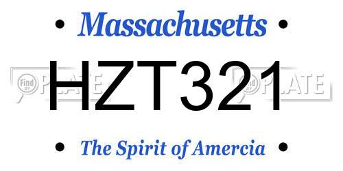 HZT321 Massachusetts License Plate