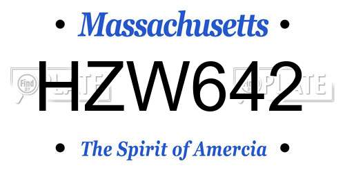 HZW642 Massachusetts License Plate