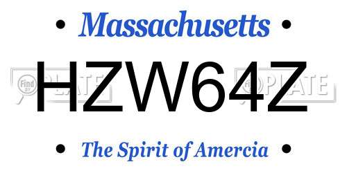 HZW64Z Massachusetts License Plate