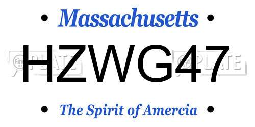 HZWG47 Massachusetts License Plate