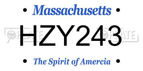 HZY243 Massachusetts License Plate