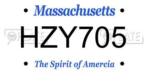HZY705 Massachusetts License Plate
