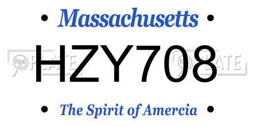 HZY708 Massachusetts License Plate