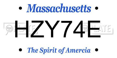 HZY74E Massachusetts License Plate