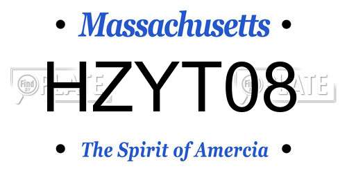 HZYT08 Massachusetts License Plate