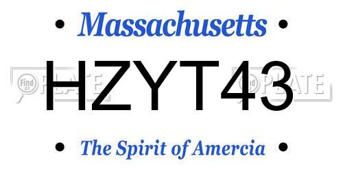 HZYT43 Massachusetts License Plate