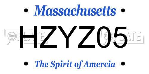 HZYZ05 Massachusetts License Plate