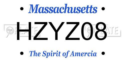 HZYZ08 Massachusetts License Plate