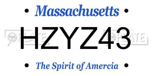 HZYZ43 Massachusetts License Plate