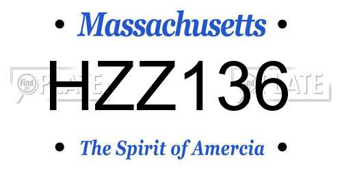 HZZ136 Massachusetts License Plate