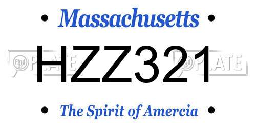 HZZ321 Massachusetts License Plate