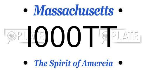 I000TT Massachusetts License Plate