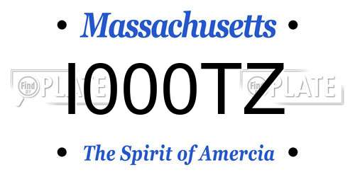 I000TZ Massachusetts License Plate