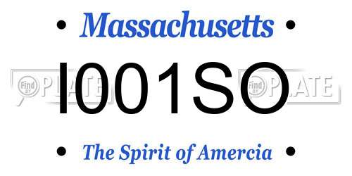 I001SO Massachusetts License Plate