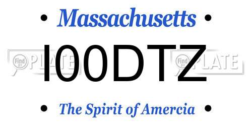 I00DTZ Massachusetts License Plate