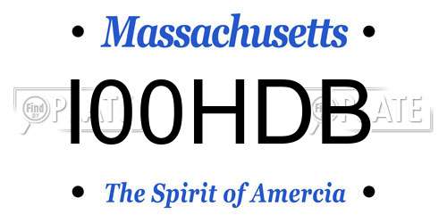 I00HDB Massachusetts License Plate