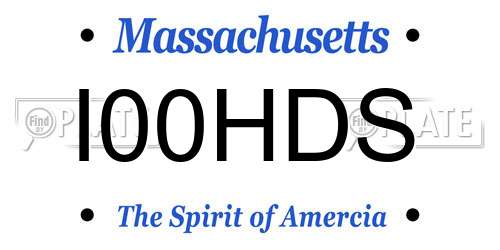I00HDS Massachusetts License Plate