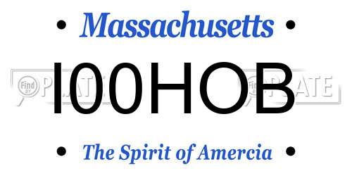I00HOB Massachusetts License Plate