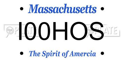 I00HOS Massachusetts License Plate