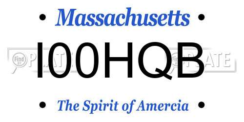 I00HQB Massachusetts License Plate