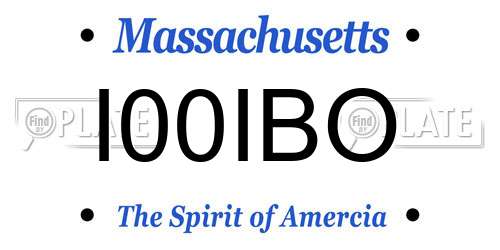 I00IBO Massachusetts License Plate