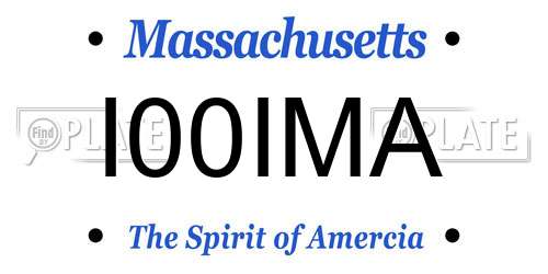 I00IMA Massachusetts License Plate