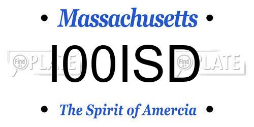 I00ISD Massachusetts License Plate